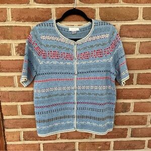 Short sleeve button down knit cardigan. Size: medium